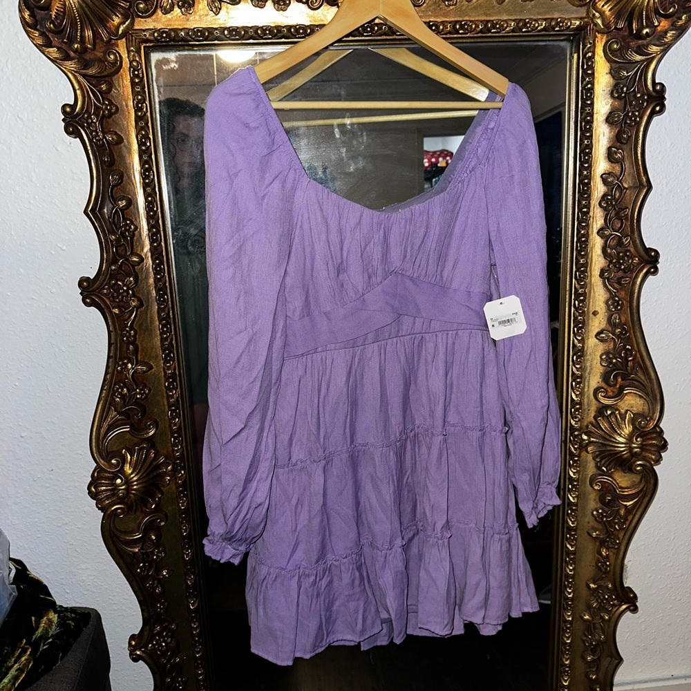 Altard state large Lavender Tiered Long Sleeve Dress